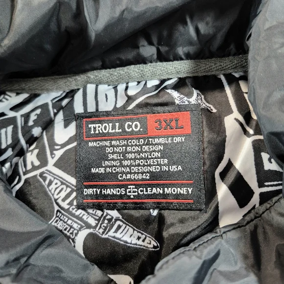 NWT Troll Co. Men's Redford Snap-Front Graphic Lined Vest Black/Saddle 3XL Moto - Picture 4 of 12